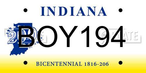 BOY194 Indiana License Plate