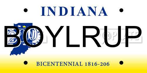 BOYLRUP Indiana License Plate