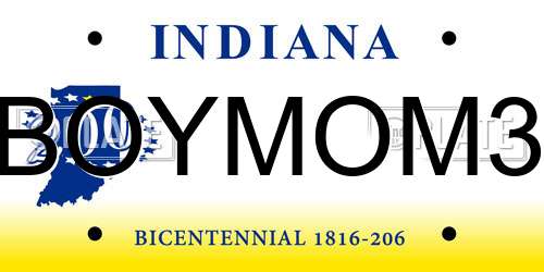 BOYMOM3 Indiana License Plate