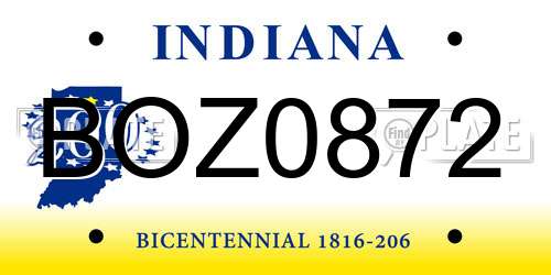 BOZ0872 Indiana License Plate