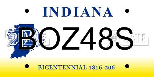 BOZ48S Indiana License Plate