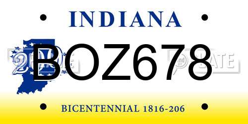 BOZ678 Indiana License Plate