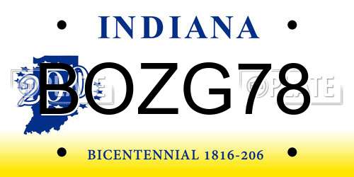 BOZG78 Indiana License Plate