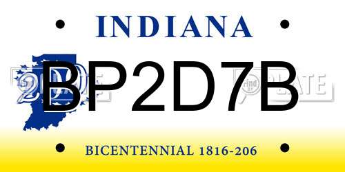 BP2D7B Indiana License Plate