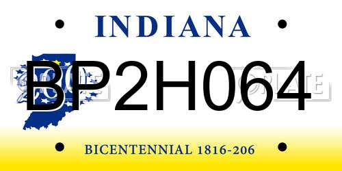 BP2H064 Indiana License Plate
