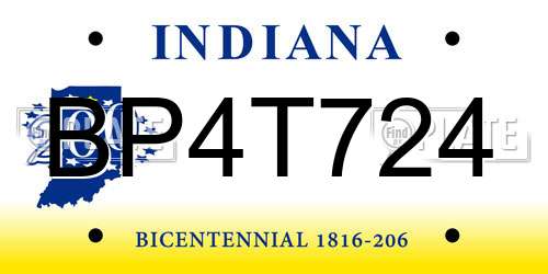 BP4T724 Indiana License Plate