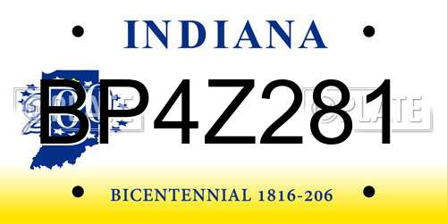 BP4Z281 Indiana License Plate