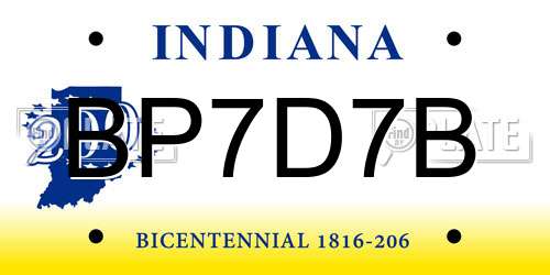 BP7D7B Indiana License Plate