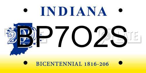 BP7O2S Indiana License Plate