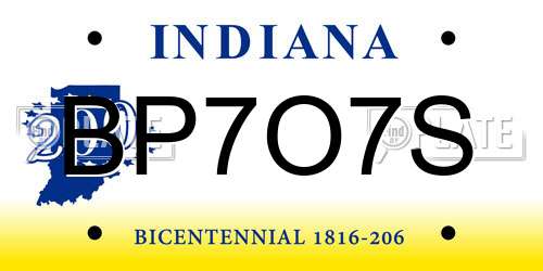 BP7O7S Indiana License Plate
