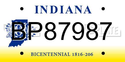 BP87987 Indiana License Plate