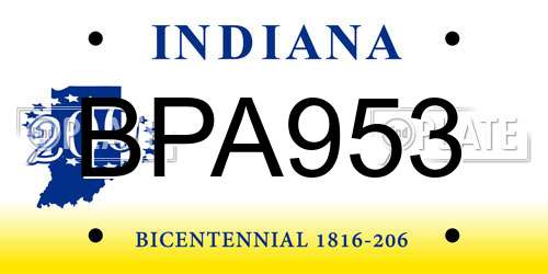 BPA953 Indiana License Plate