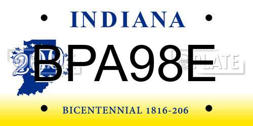 BPA98E Indiana License Plate
