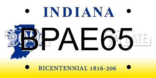BPAE65 Indiana License Plate