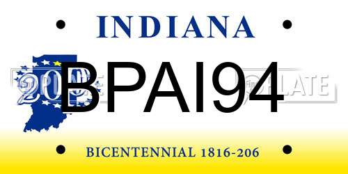 BPAI94 Indiana License Plate