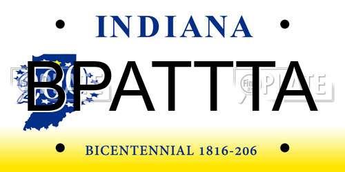 BPATTTA Indiana License Plate