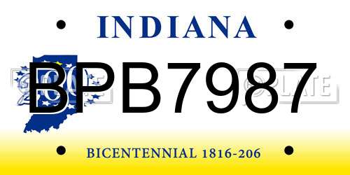 BPB7987 Indiana License Plate