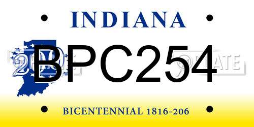 BPC254 Indiana License Plate