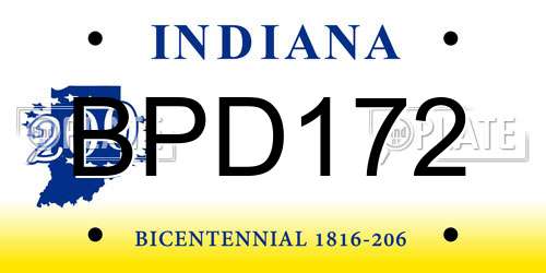 BPD172 Indiana License Plate