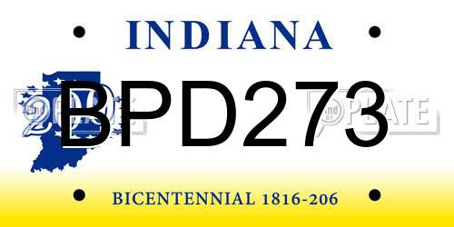 BPD273 Indiana License Plate
