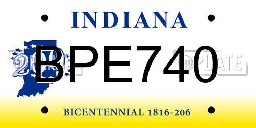 BPE740 Indiana License Plate
