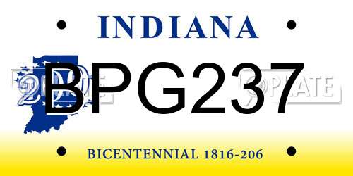 BPG237 Indiana License Plate