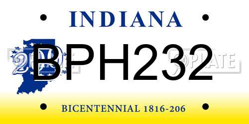 BPH232 Indiana License Plate