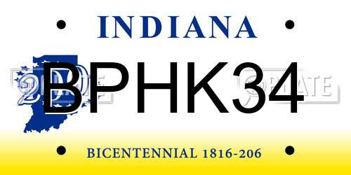 BPHK34 Indiana License Plate