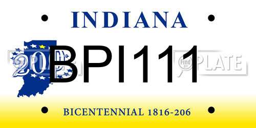 BPI111 Indiana License Plate