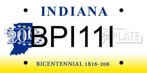 BPI11I Indiana License Plate