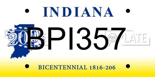 BPI357 Indiana License Plate