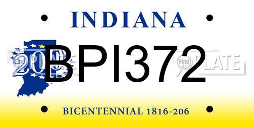 BPI372 Indiana License Plate