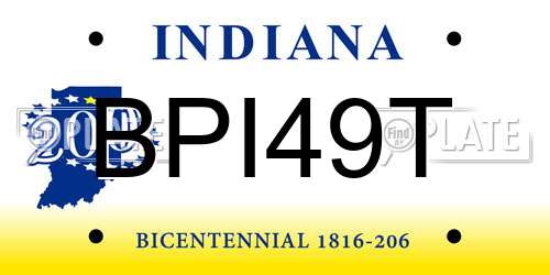 BPI49T Indiana License Plate