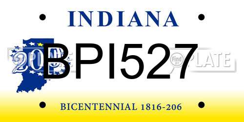 BPI527 Indiana License Plate
