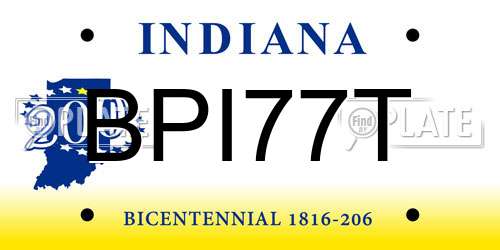 BPI77T Indiana License Plate