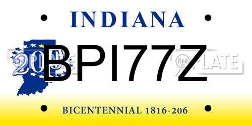 BPI77Z Indiana License Plate