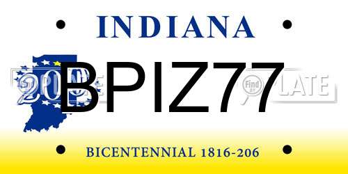 BPIZ77 Indiana License Plate