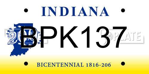 BPK137 Indiana License Plate