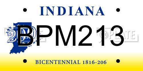BPM213 Indiana License Plate