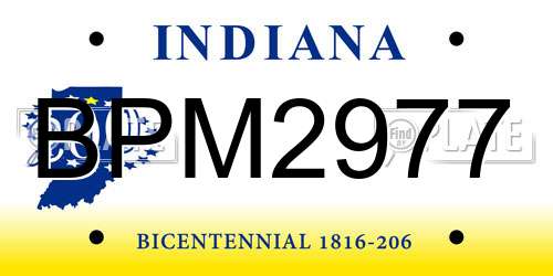 BPM2977 Indiana License Plate