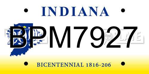 BPM7927 Indiana License Plate