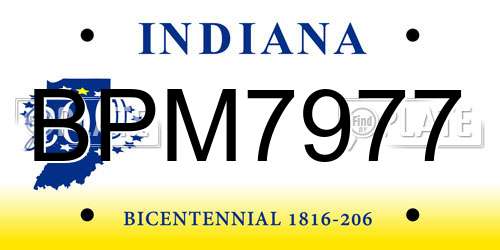 BPM7977 Indiana License Plate