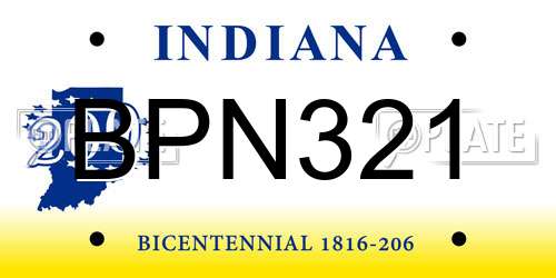 BPN321 Indiana License Plate