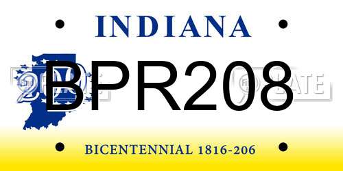BPR208 Indiana License Plate