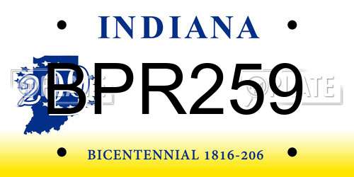 BPR259 Indiana License Plate