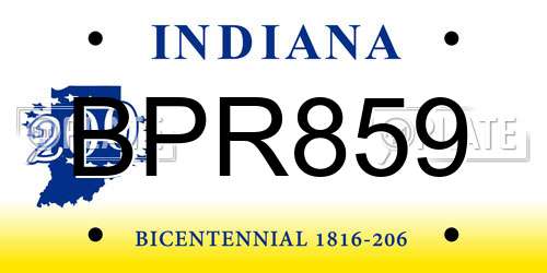 BPR859 Indiana License Plate