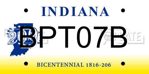 BPT07B Indiana License Plate