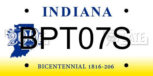 BPT07S Indiana License Plate