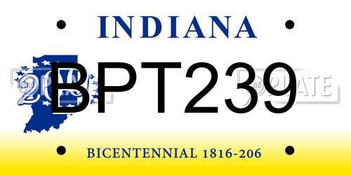 BPT239 Indiana License Plate