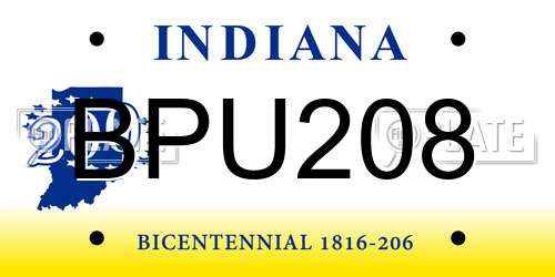 BPU208 Indiana License Plate